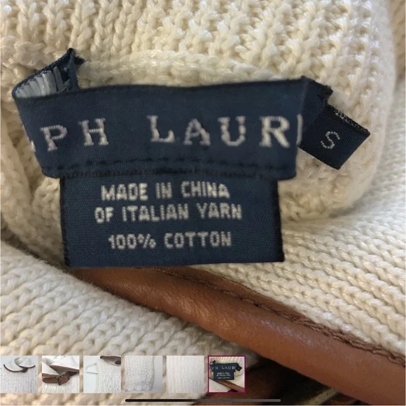 Ralph Lauren Blue Label Cream Cable Knit Turtleneck Buckle Sweater - Picture 8 of 8